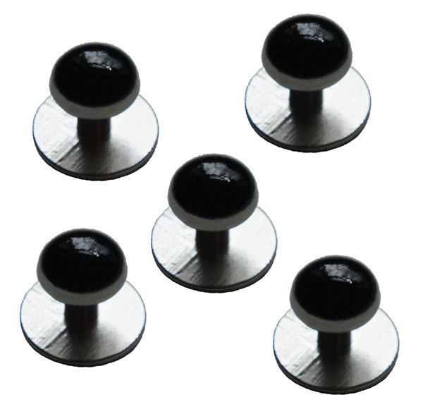 Set of 5 Black Onyx Coloured Dress Studs